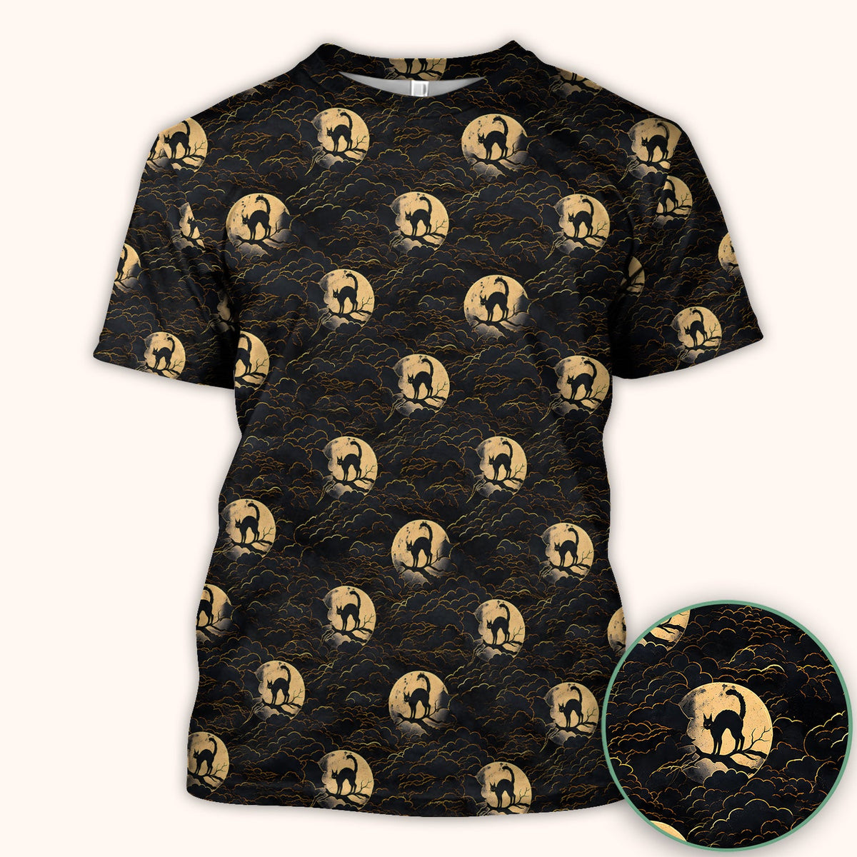 Black Cat In Moonlight Nurse Scrub Top - Halloween Gift