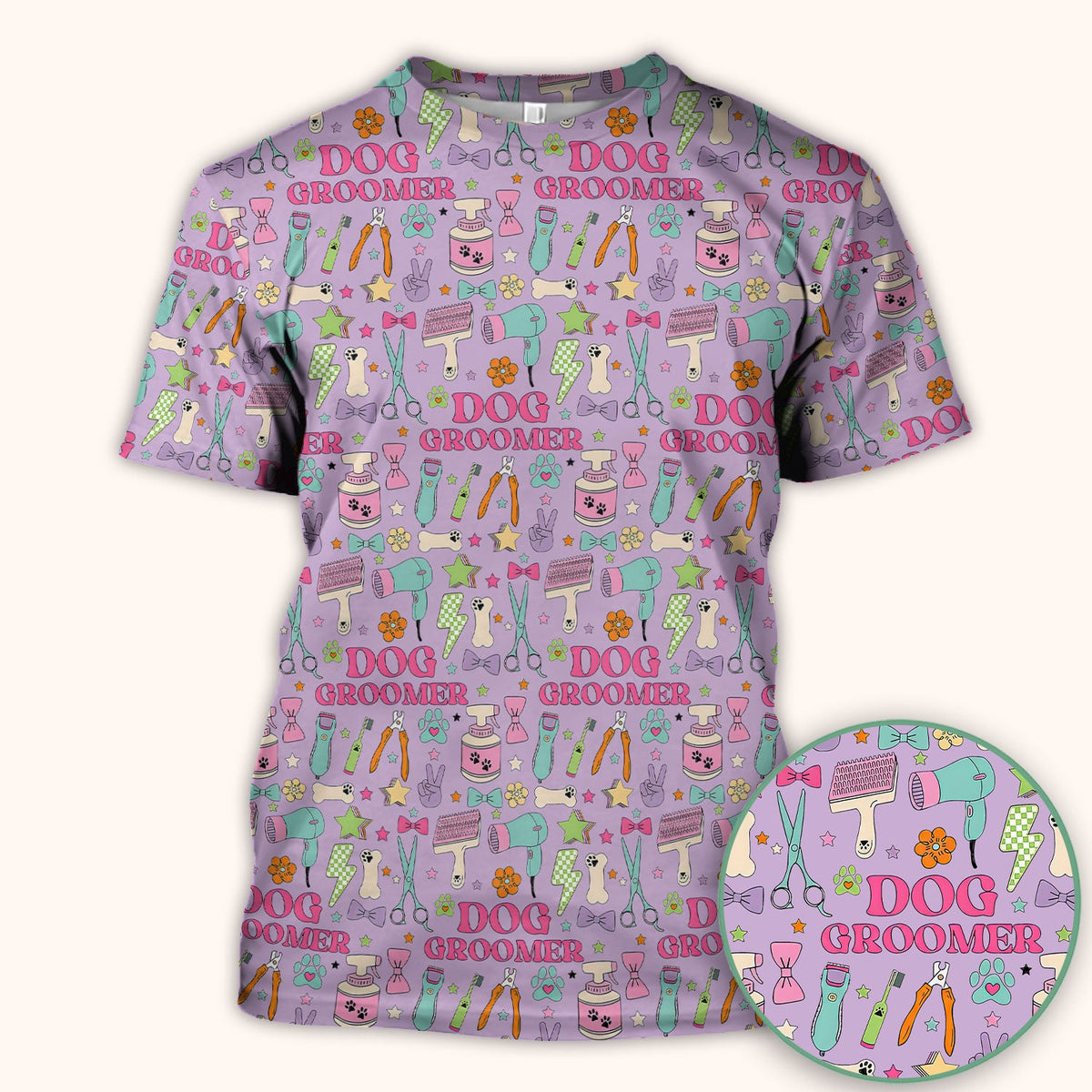 Dog Groomer Tools Nurse Scrub Top