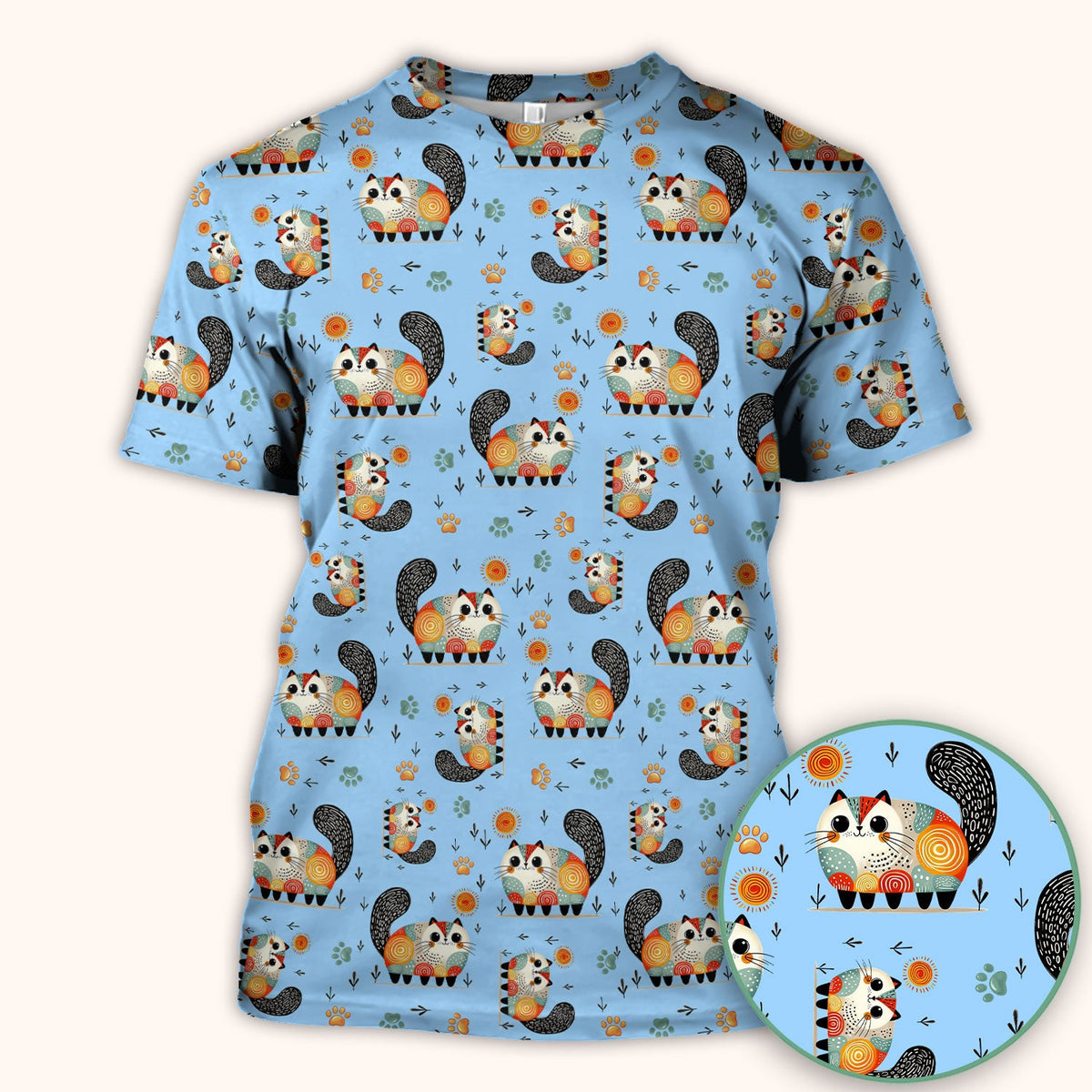 Cat Illustration Nurse Scrub Top