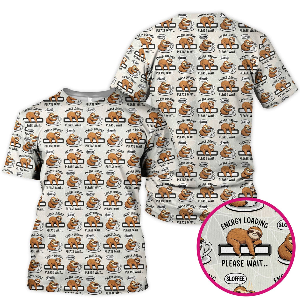 Sloth Coffee Energy Nurse Scrub Top