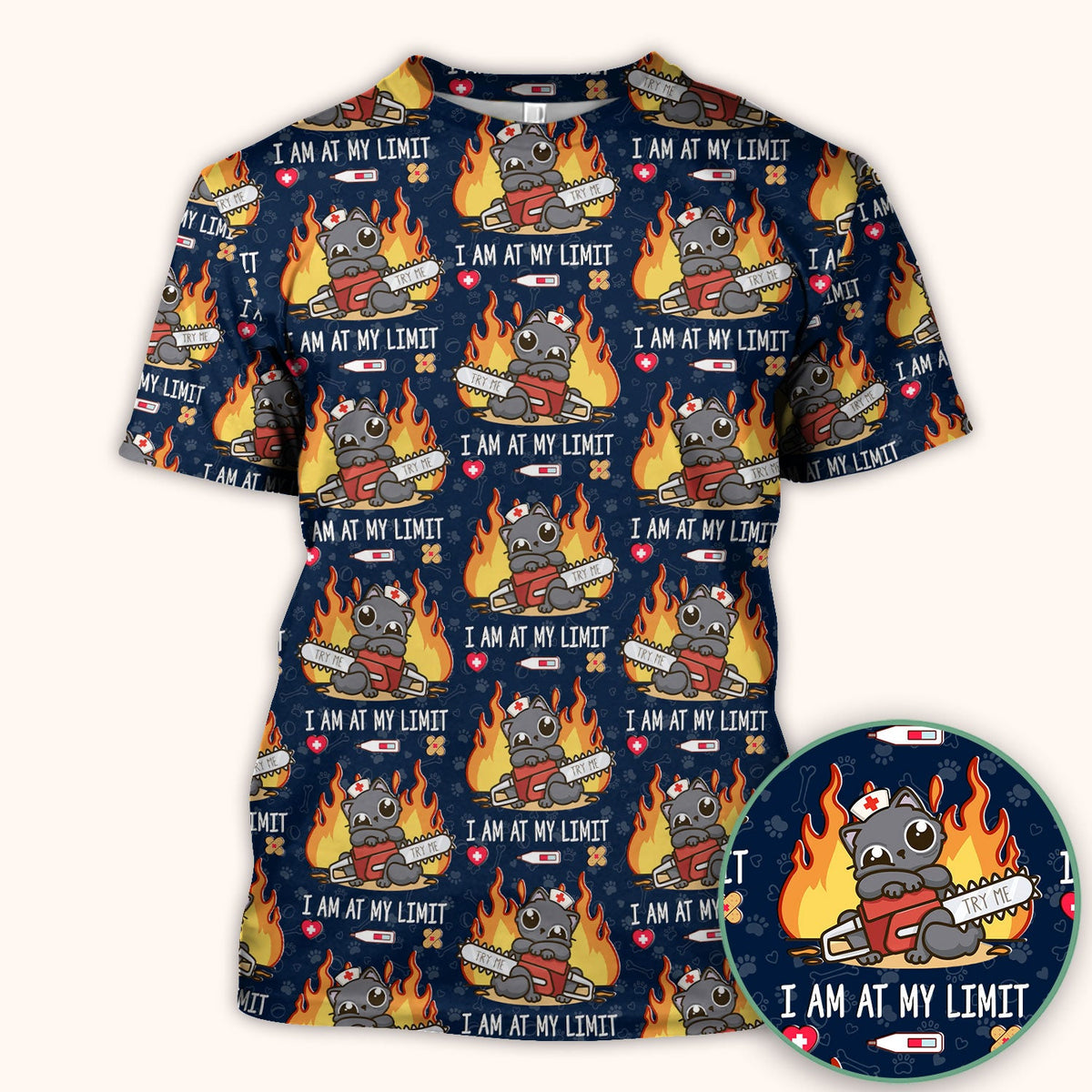 Cat I Am At My Limit Nurse Scrub Top