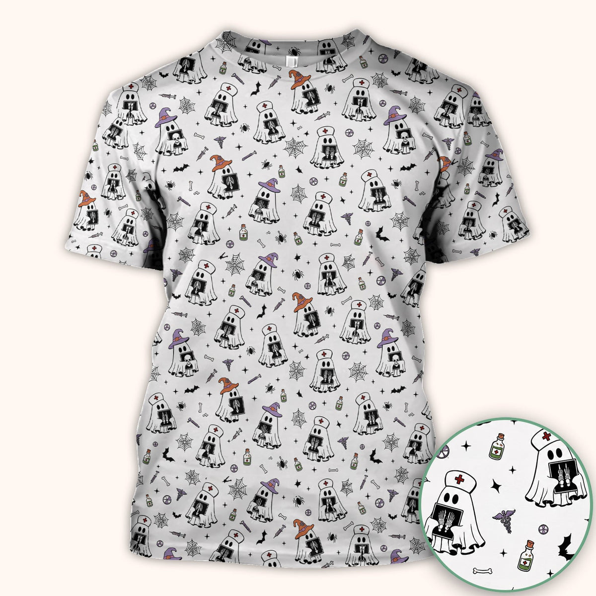 Ghost Nurses with X-Rays Scrub Top - Halloween Gift
