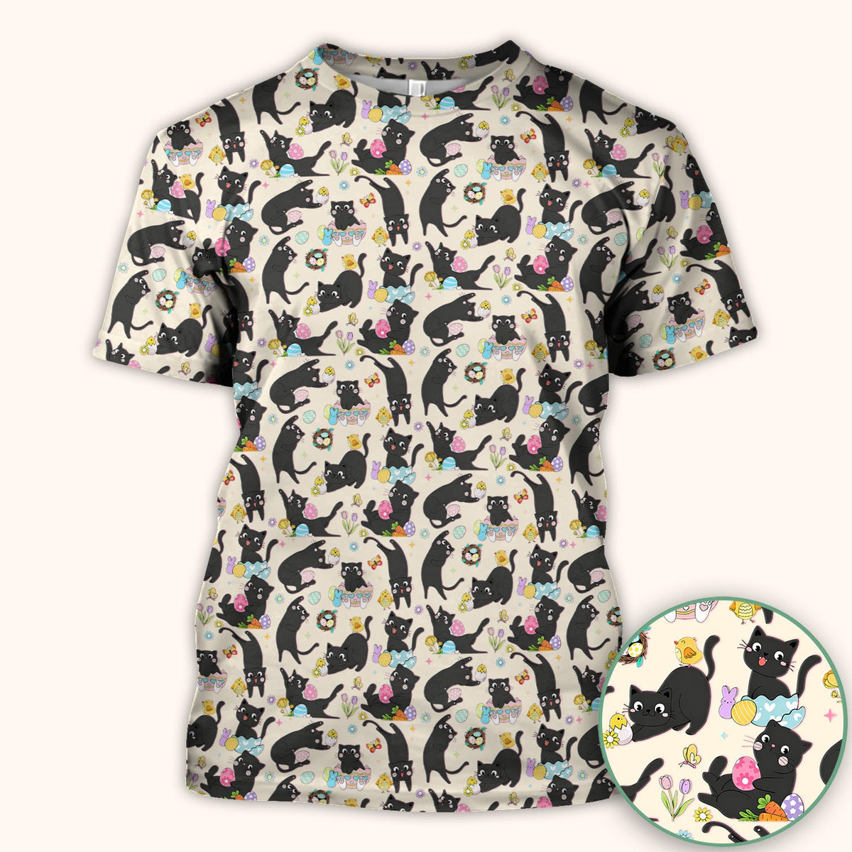 Black Cat Easter Egg Nurse Scrub Top