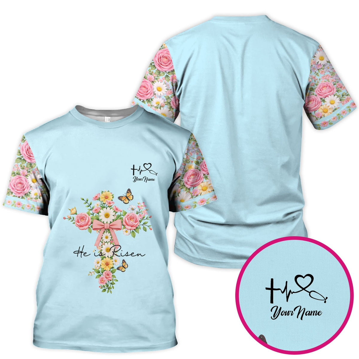 Personalized Easter Nurse He Is Risen Scrub Top