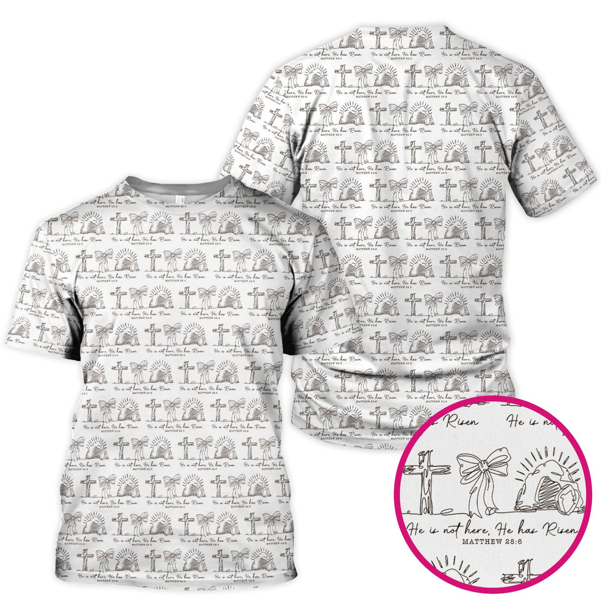 Christian Cross He Is Risen Pattern Scrubs Top, Comfortable Scrubs for Nurses
