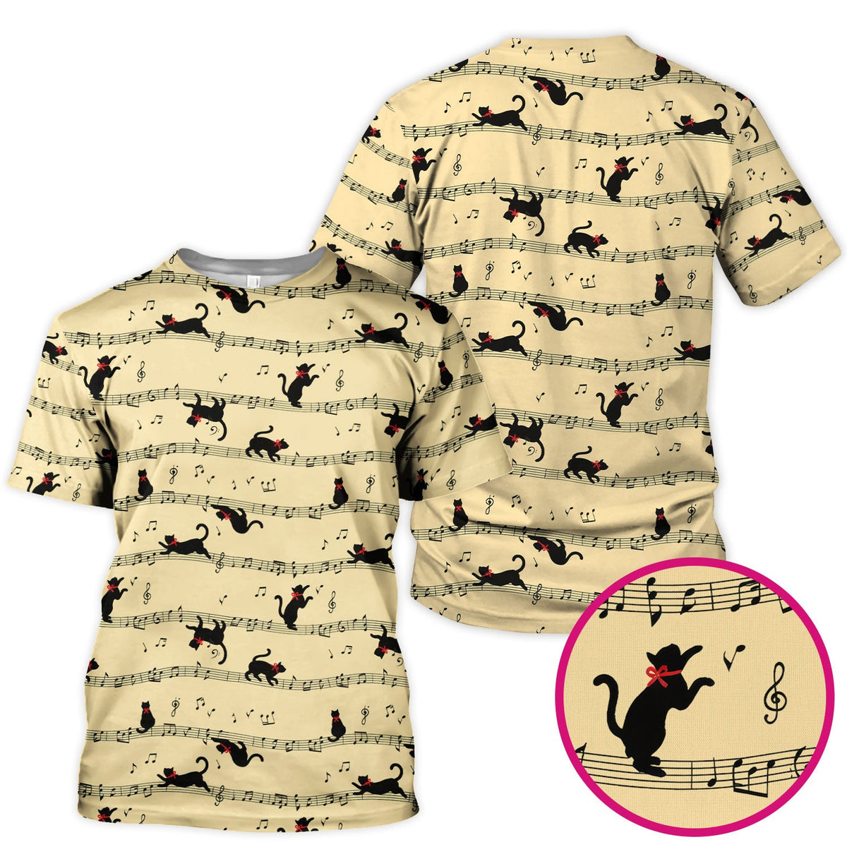 Dancing Black Cat Music Nurse Scrub Top