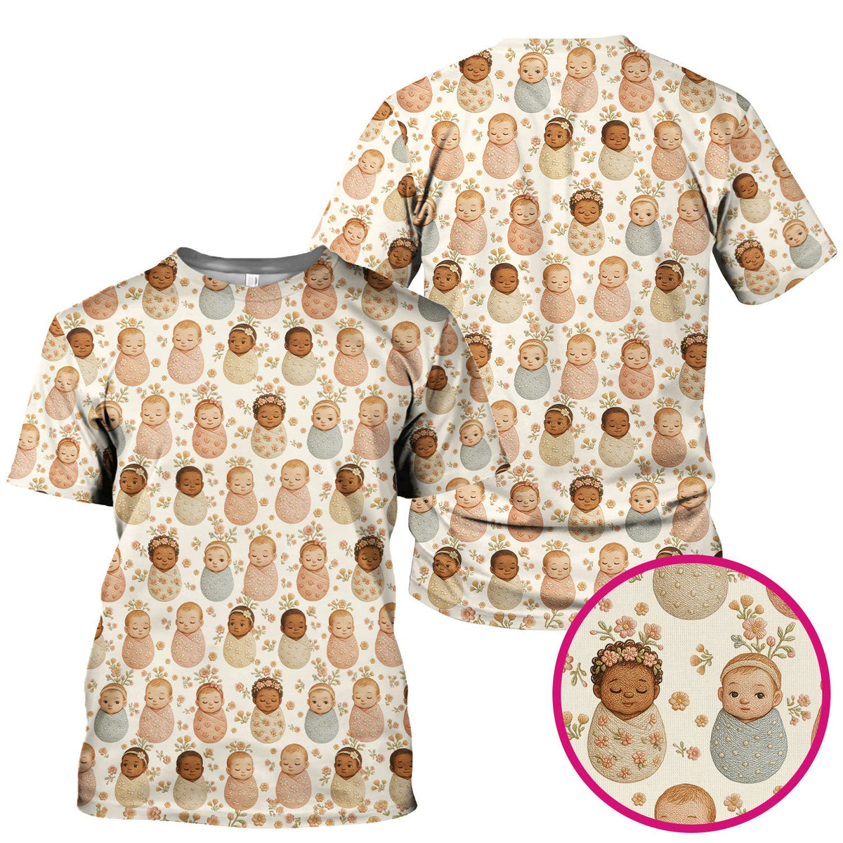 Sweet Newborn Baby Floral Nurse Scrub Top