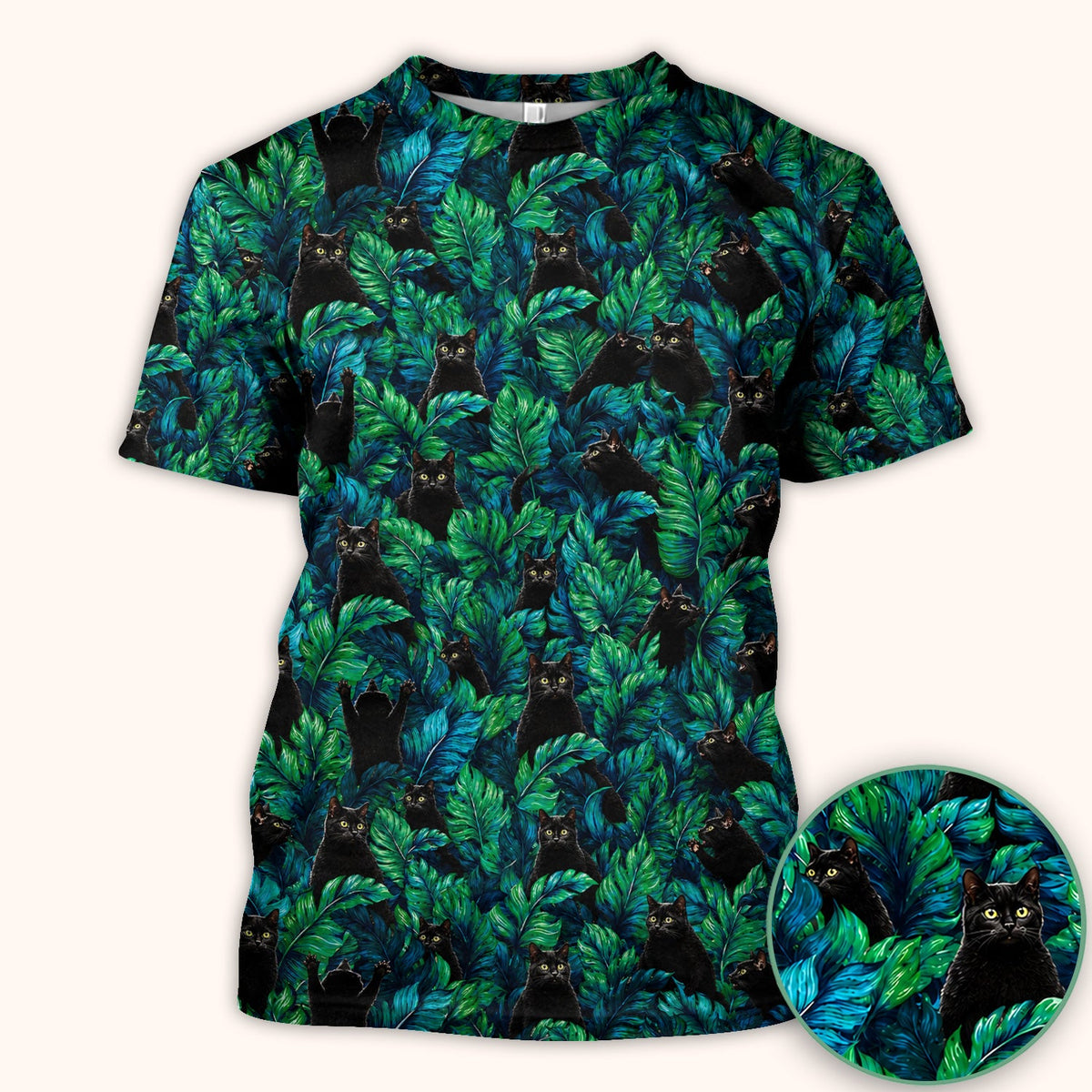 Black Cat Tropical Jungle Nurse Scrub Top