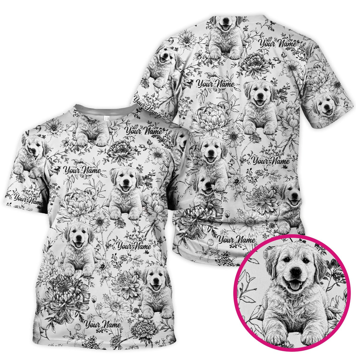 Personalized Pet Photo Floral Nurse Scrub Top