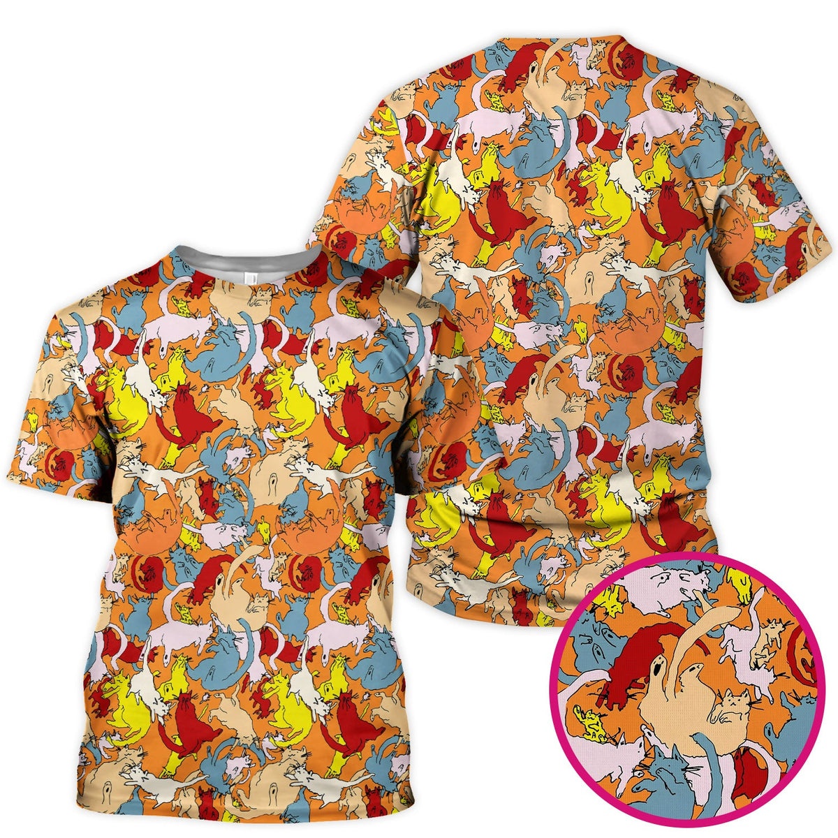 Colorful Cat Chaos Illustration Nurse Scrub Top