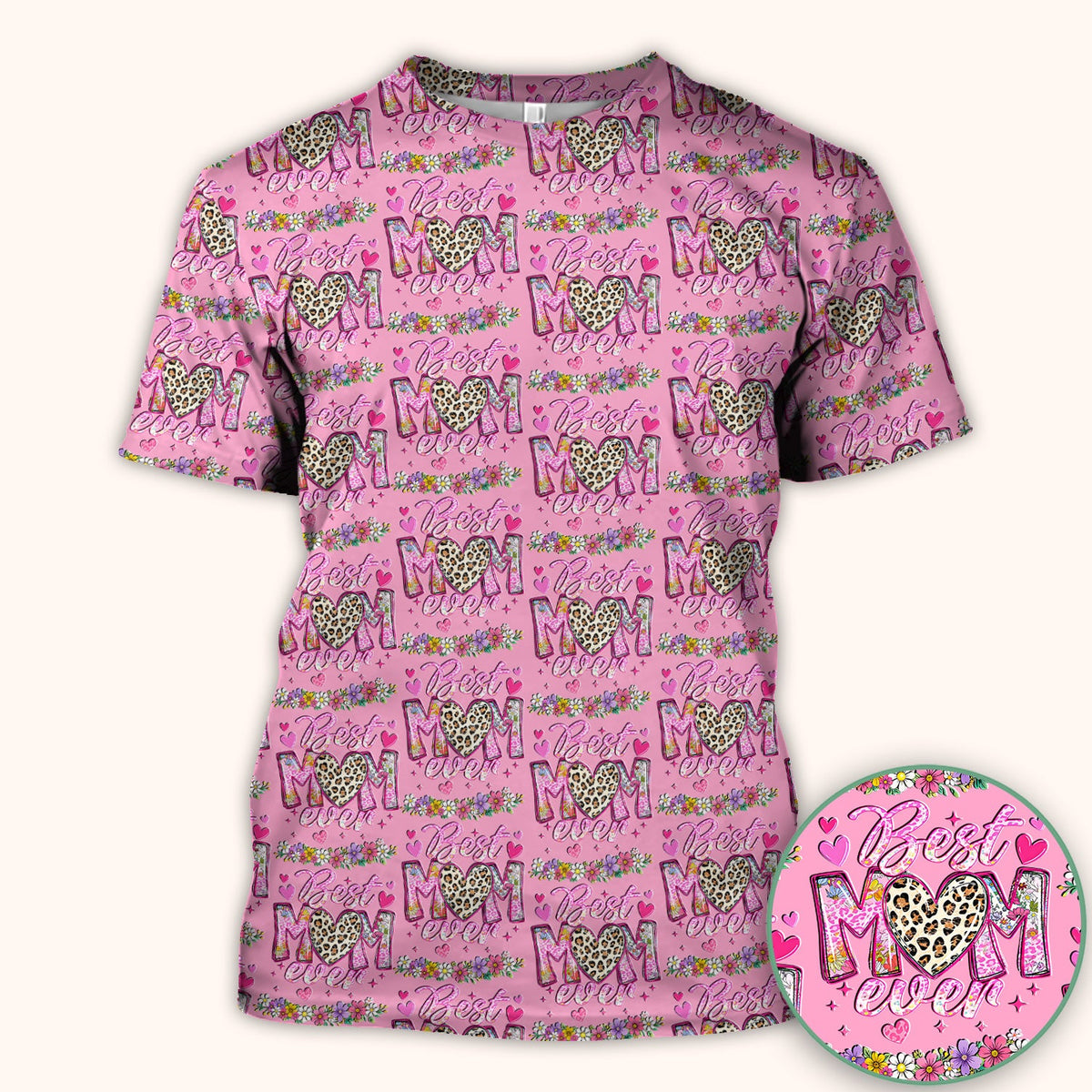 Best Mom Ever Leopard Heart Nurse Scrub Top
