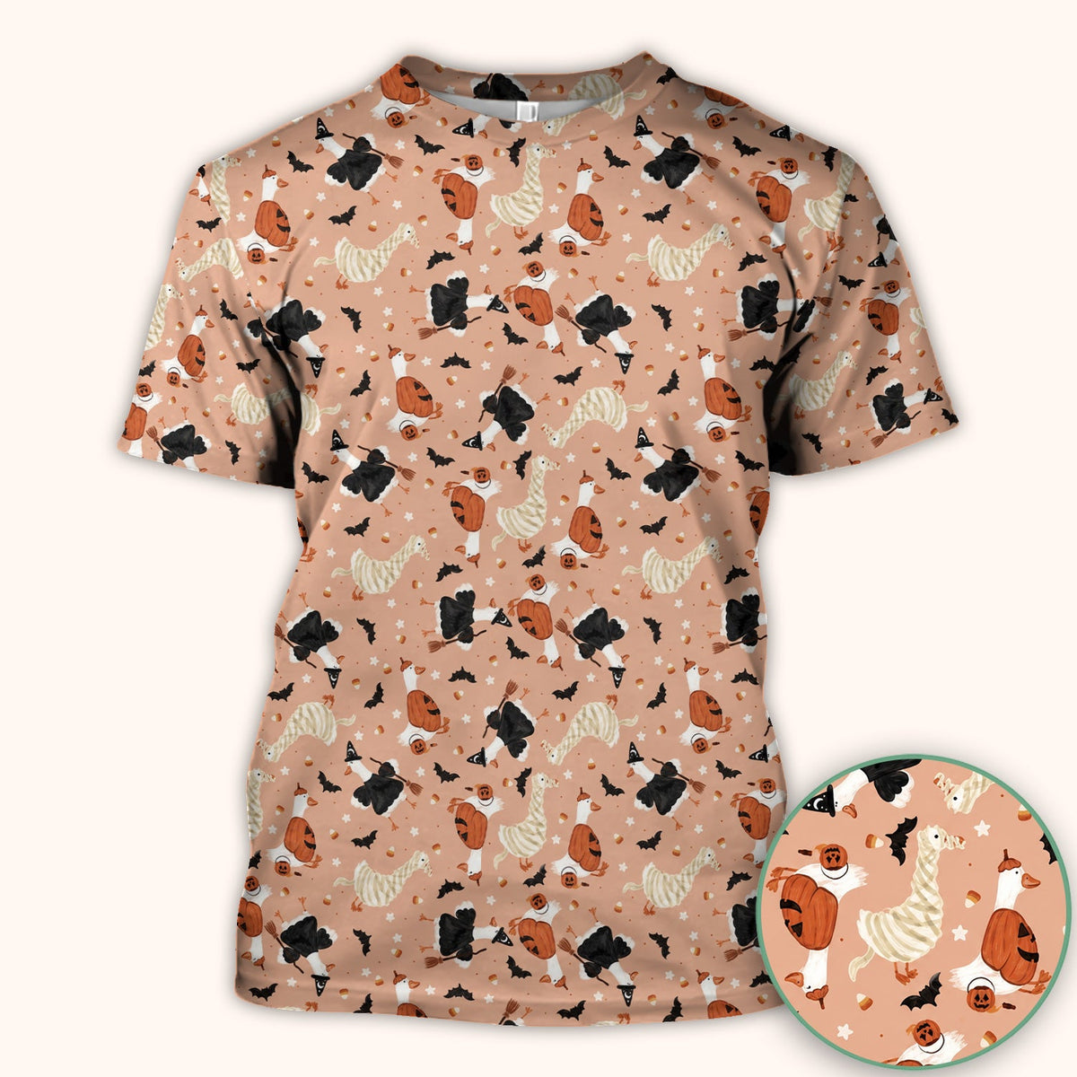 Goose Pumpkin Bat Nurse Scrub Top - Halloween Gift