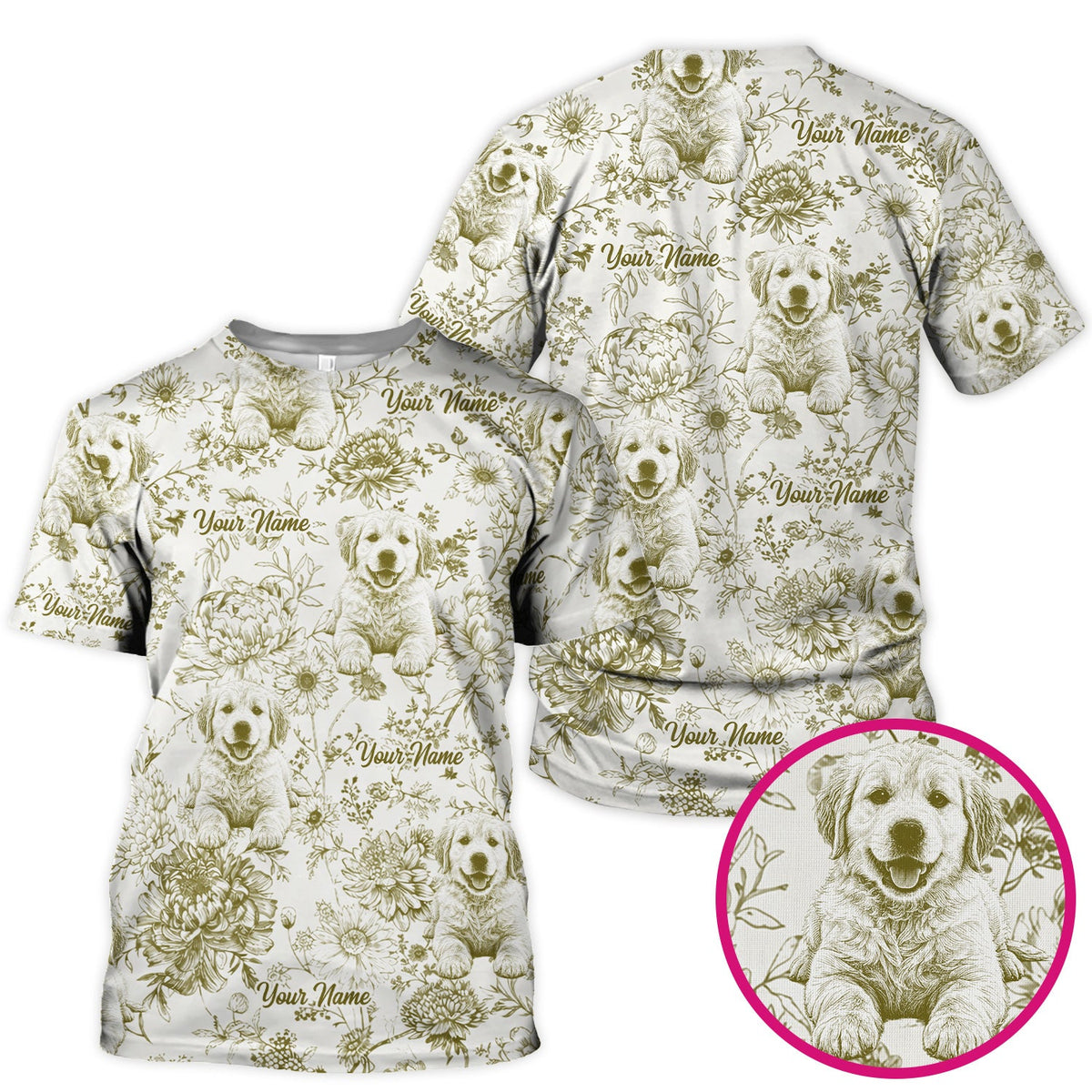 Personalized Pet Photo Floral Nurse Scrub Top