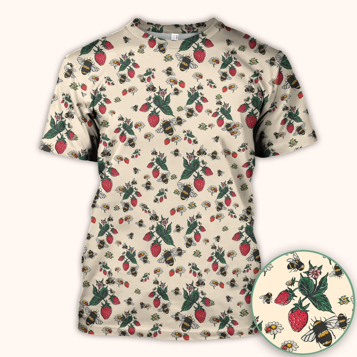 Strawberry Bee Daisy Nurse Scrub Top