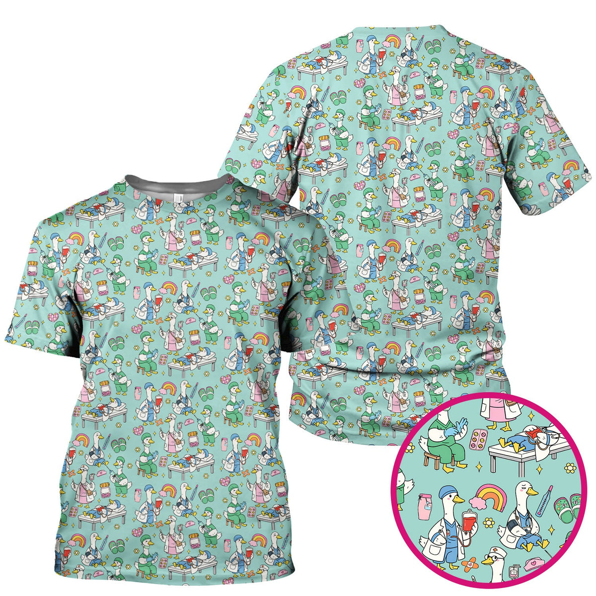 Duck Medical Doodle Nurse Scrub Top
