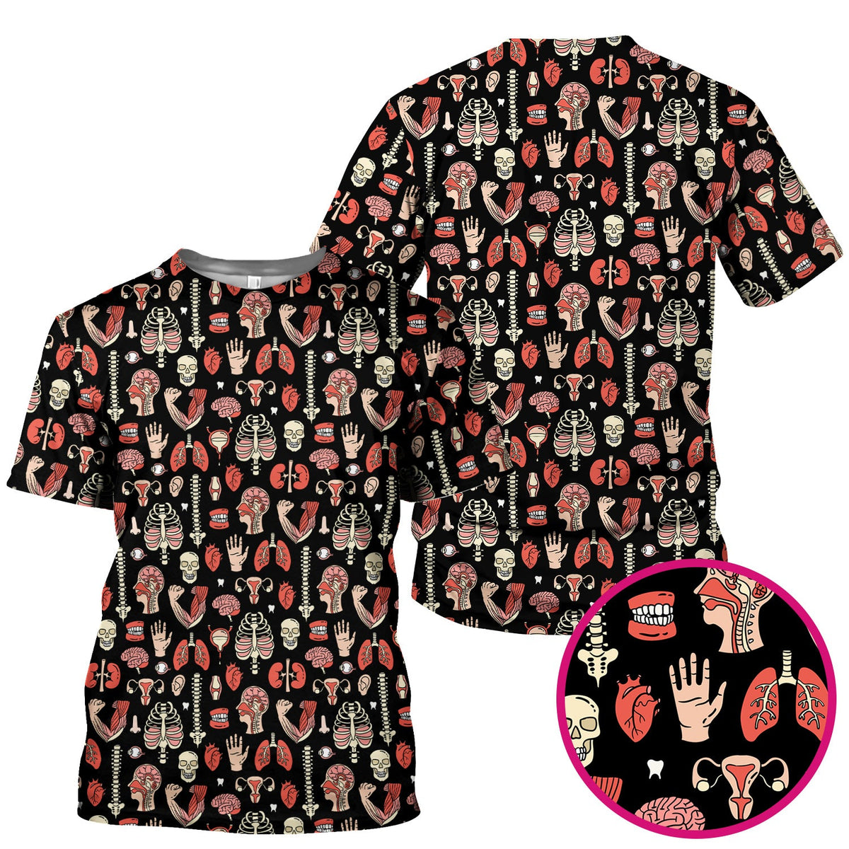 Human Anatomy Body Parts Nurse Scrub Top