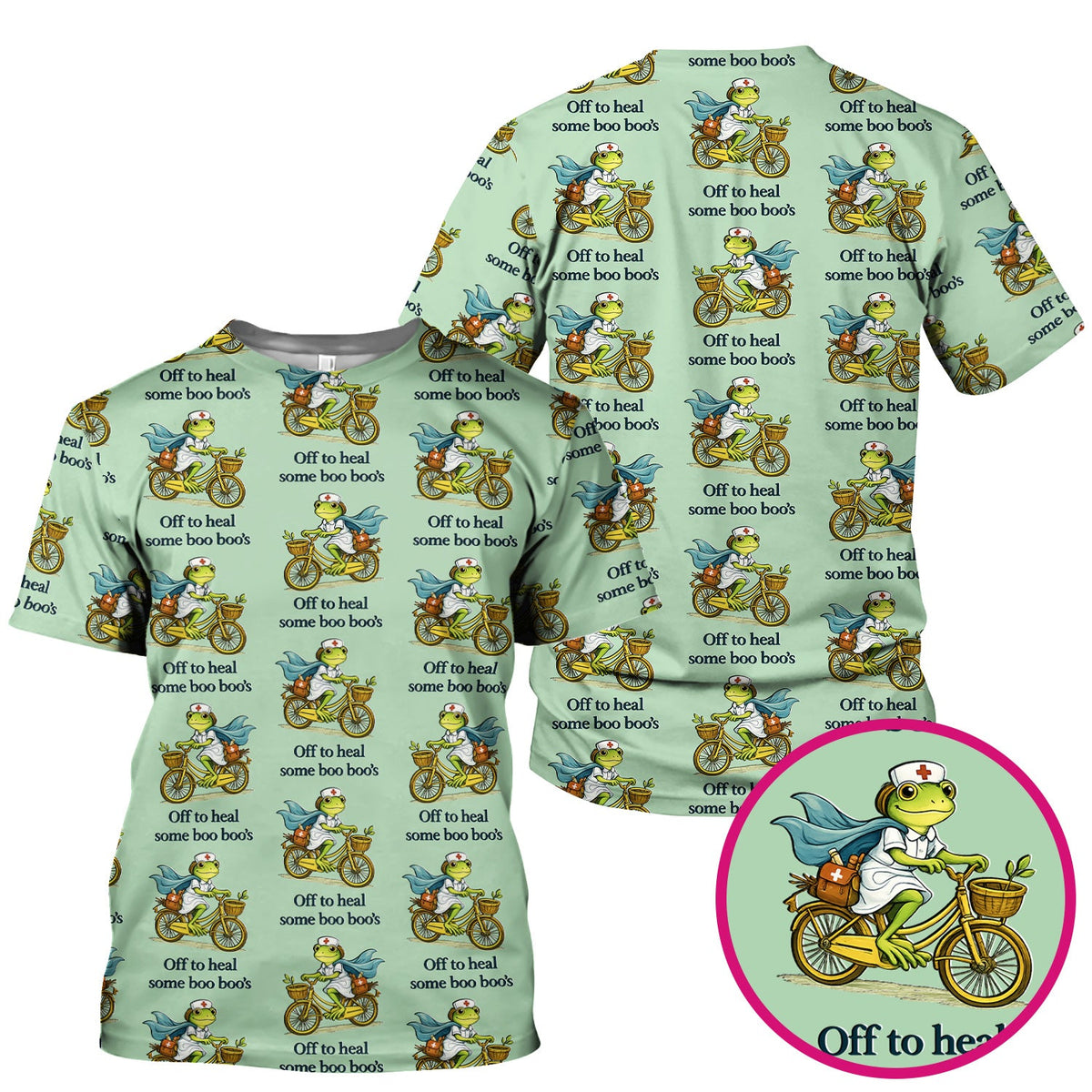 Frog Cycling Nurse Scrub Top