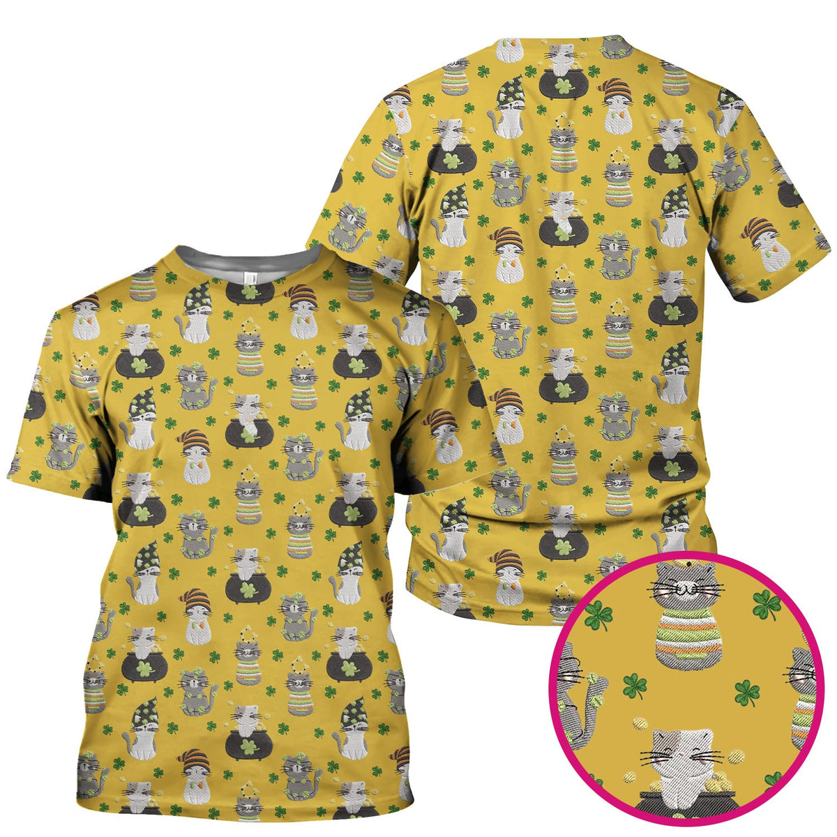 St Patrick Lucky Cat Shamrock Nurse Scrub Top