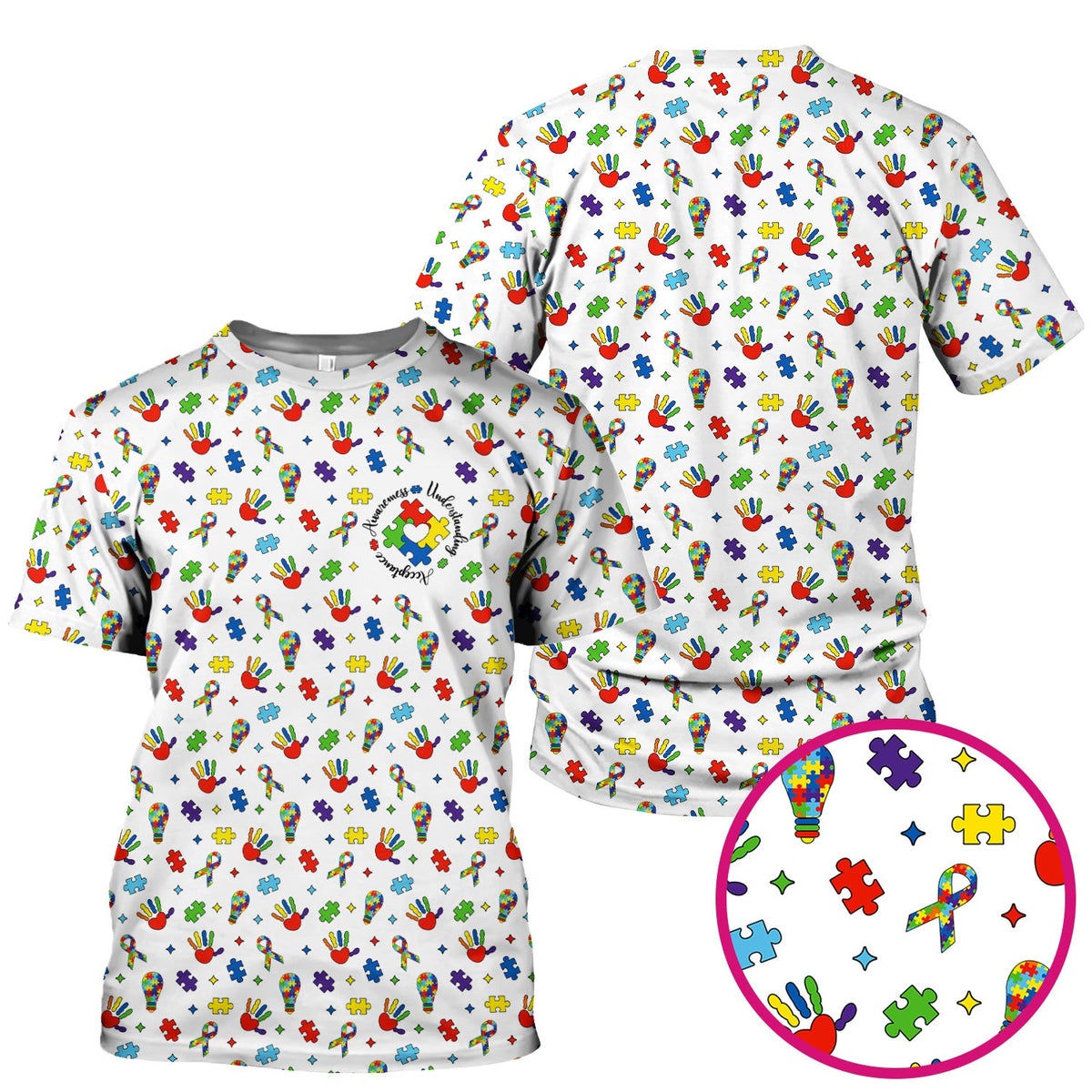 Autism Awareness Colorful Puzzle Nurse Scrub Top