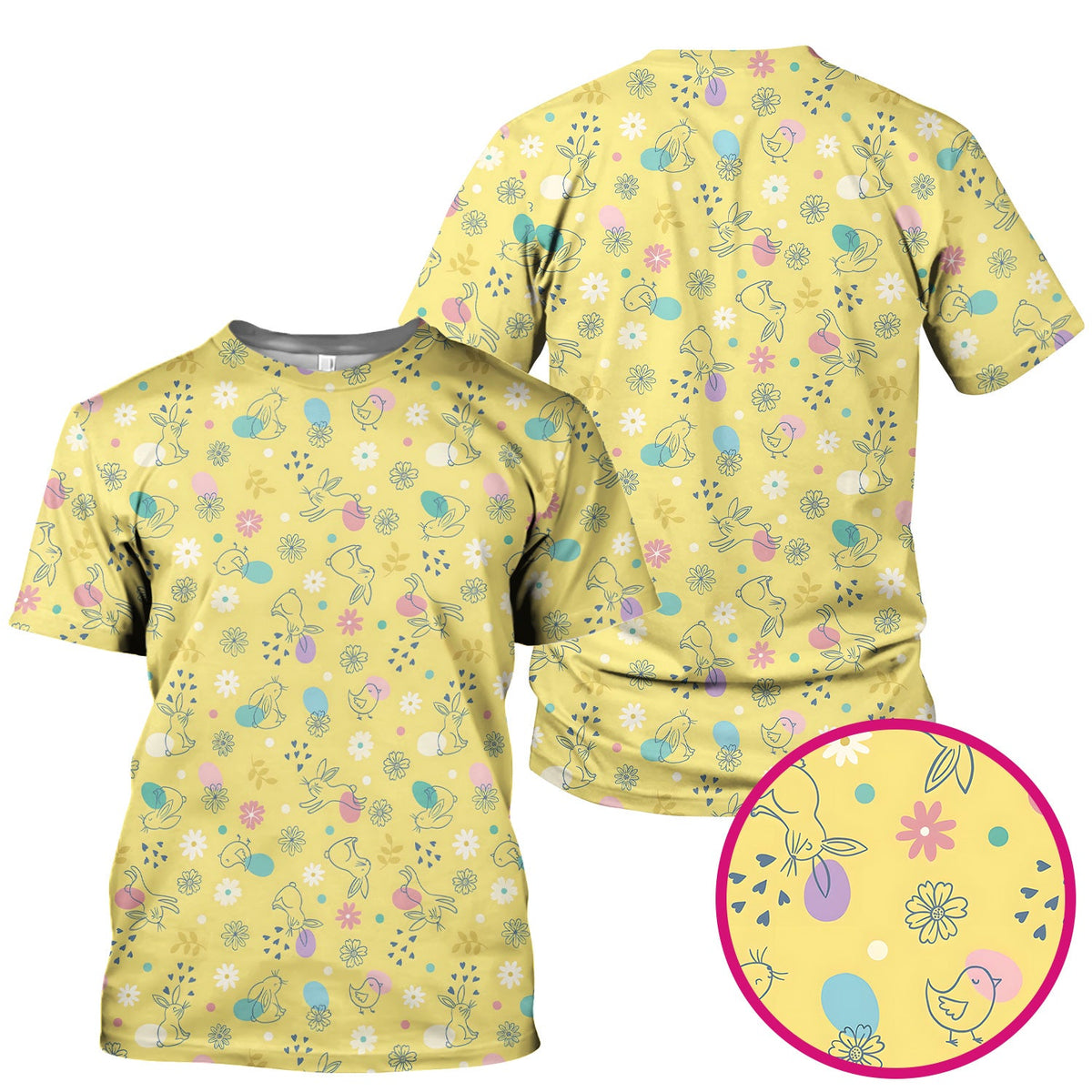 Whimsical Easter Bunny Eggs Nurse Scrub Top