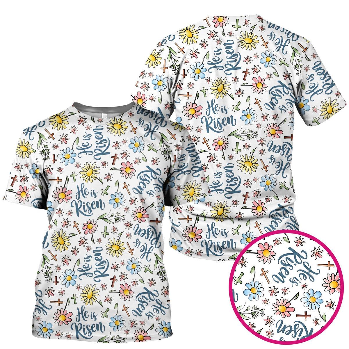 Risen Cross Flower Nurse Scrub Top - Easter Gift