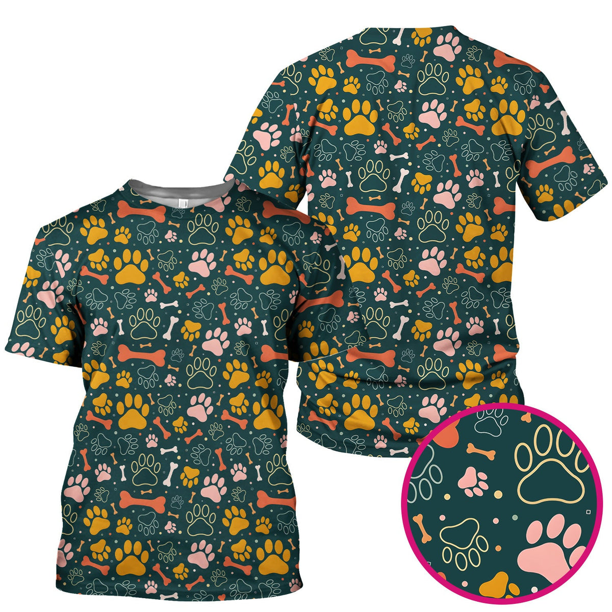 Cute Paw Print Dog Pattern Scrub Top, Comfortable Scrubs for Nurses