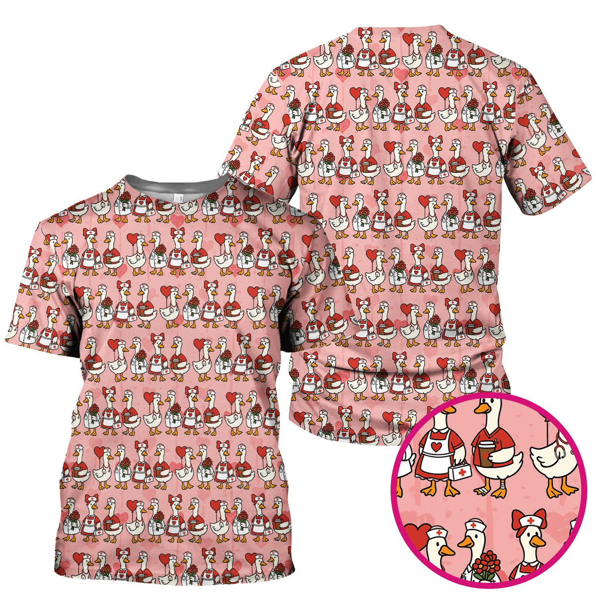 Valentine Nurse Goose Scrub Top