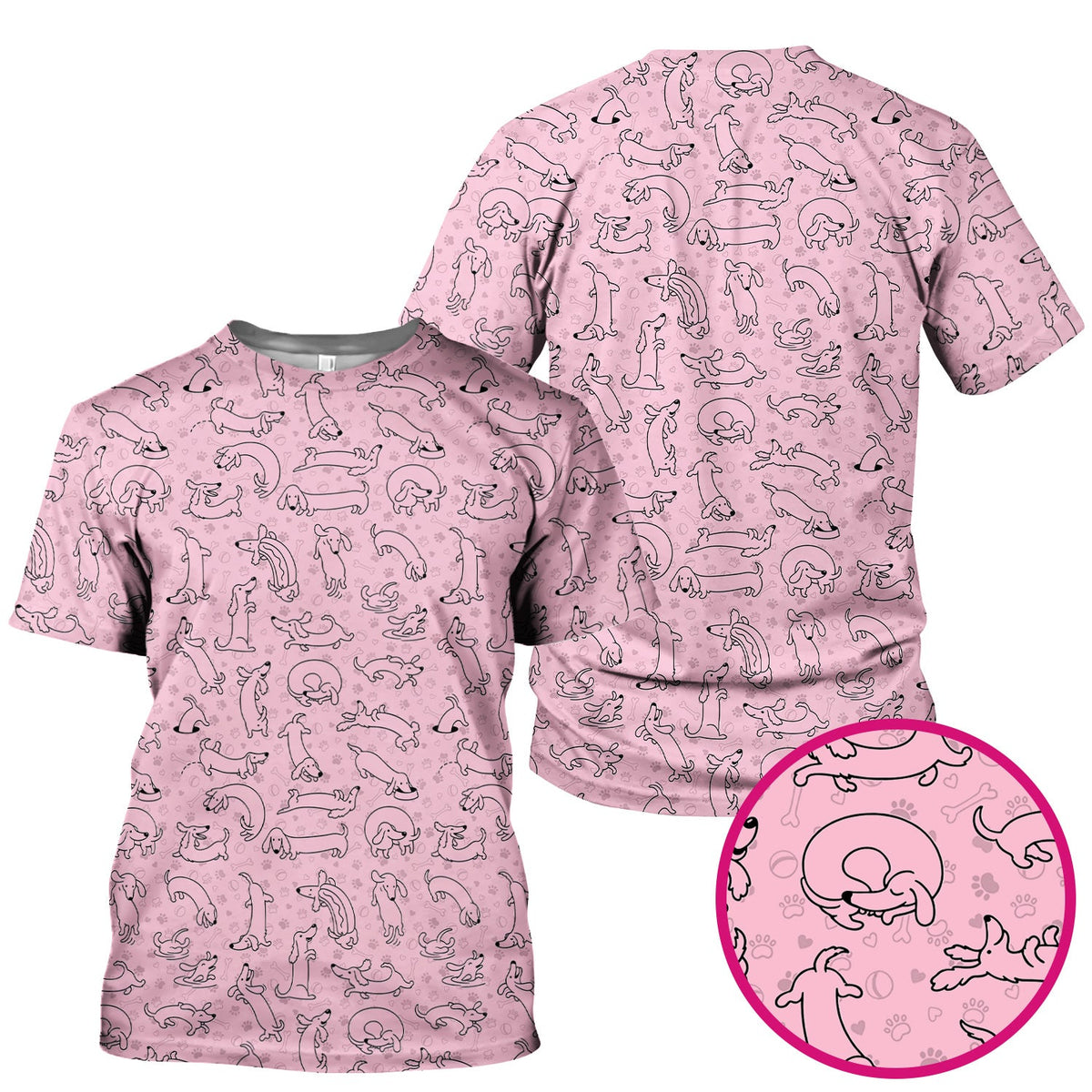 Dachshund Line Art Nurse Scrub Top