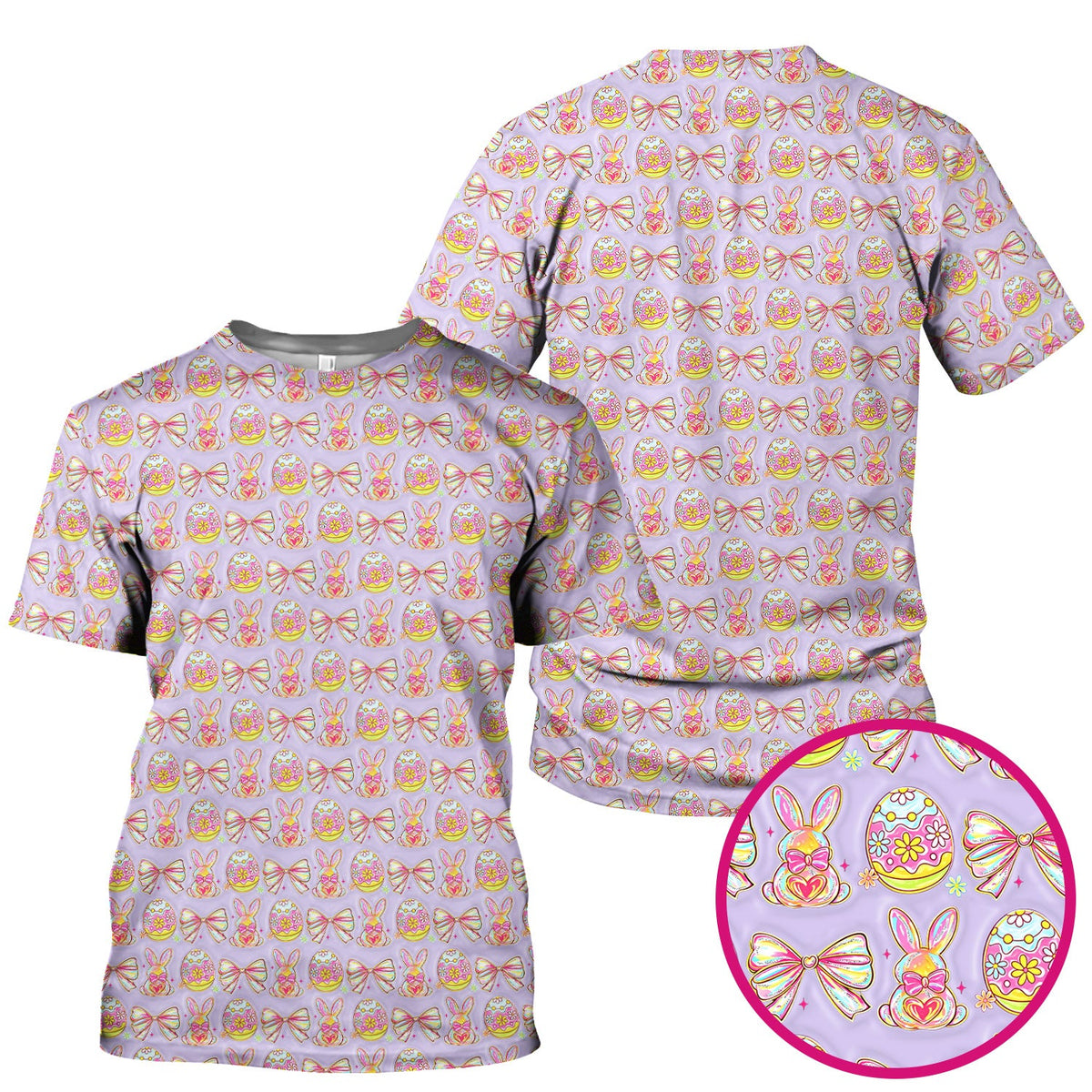 Bunny Pastel Egg Bow Nurse Scrub Top - Easter Gift