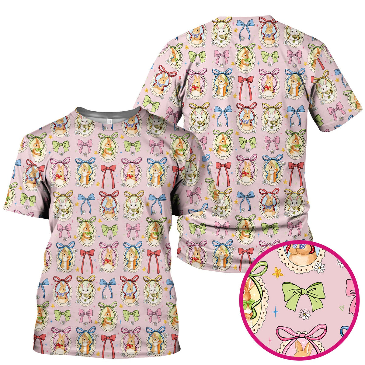 Bunny Cameo Bow Nurse Scrub Top - Easter Gift