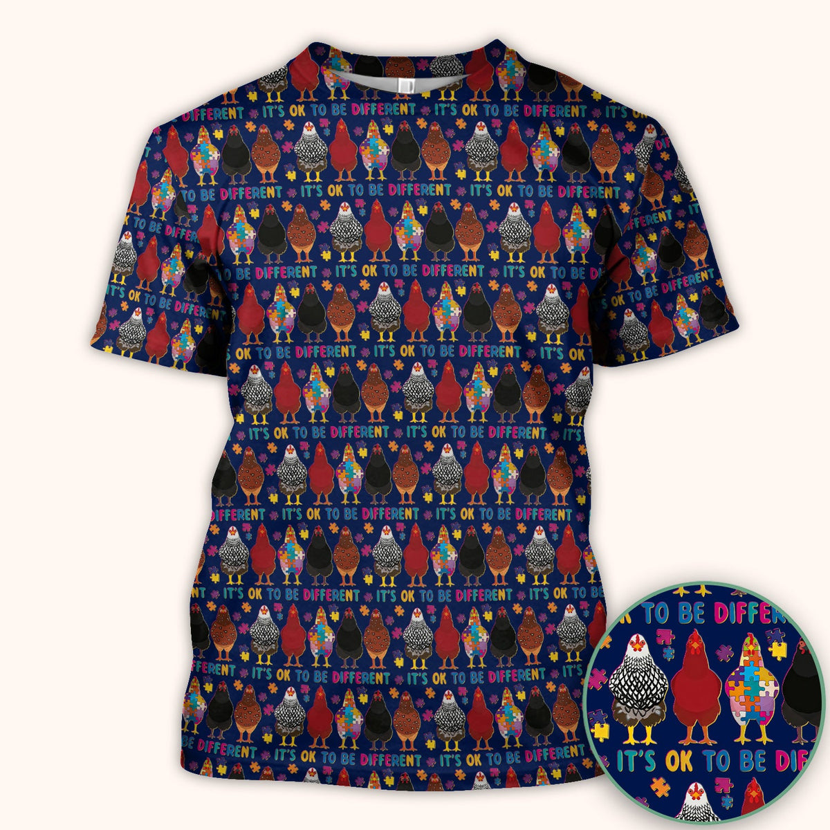 Autism Chicken It's OK To Be Different Nurse Scrub Top