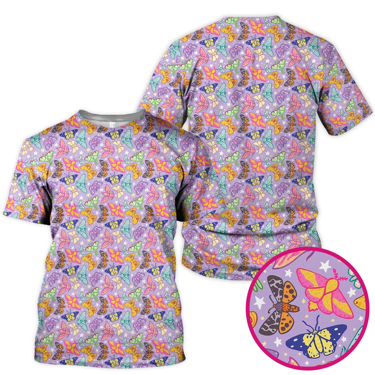 Colorful Butterfly Moth Garden Nurse Scrub Top