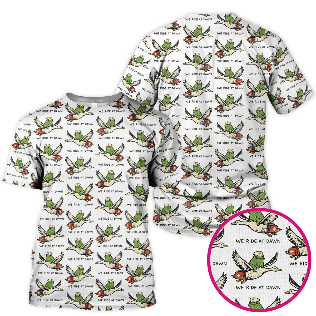 Frog Riding Goose Nurse Scrub Top