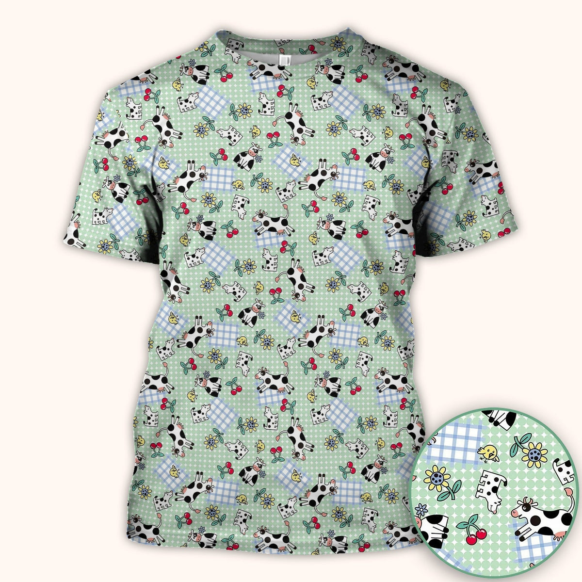 Cow Cherry Farm Garden Nurse Scrub Top