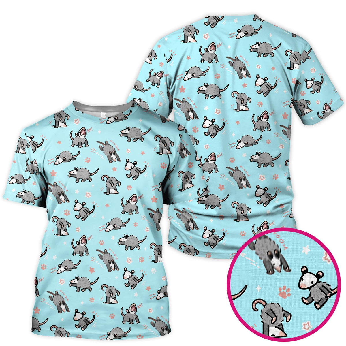 Cartoon Opossum Nurse Scrub Top
