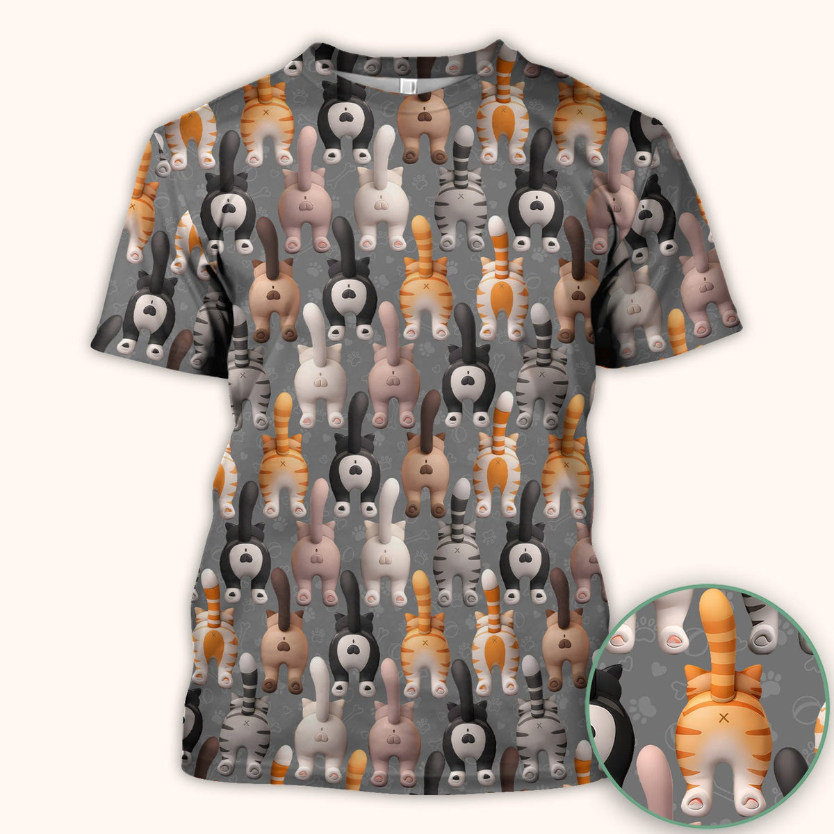 Cat Butt Paw Print Nurse Scrub Top