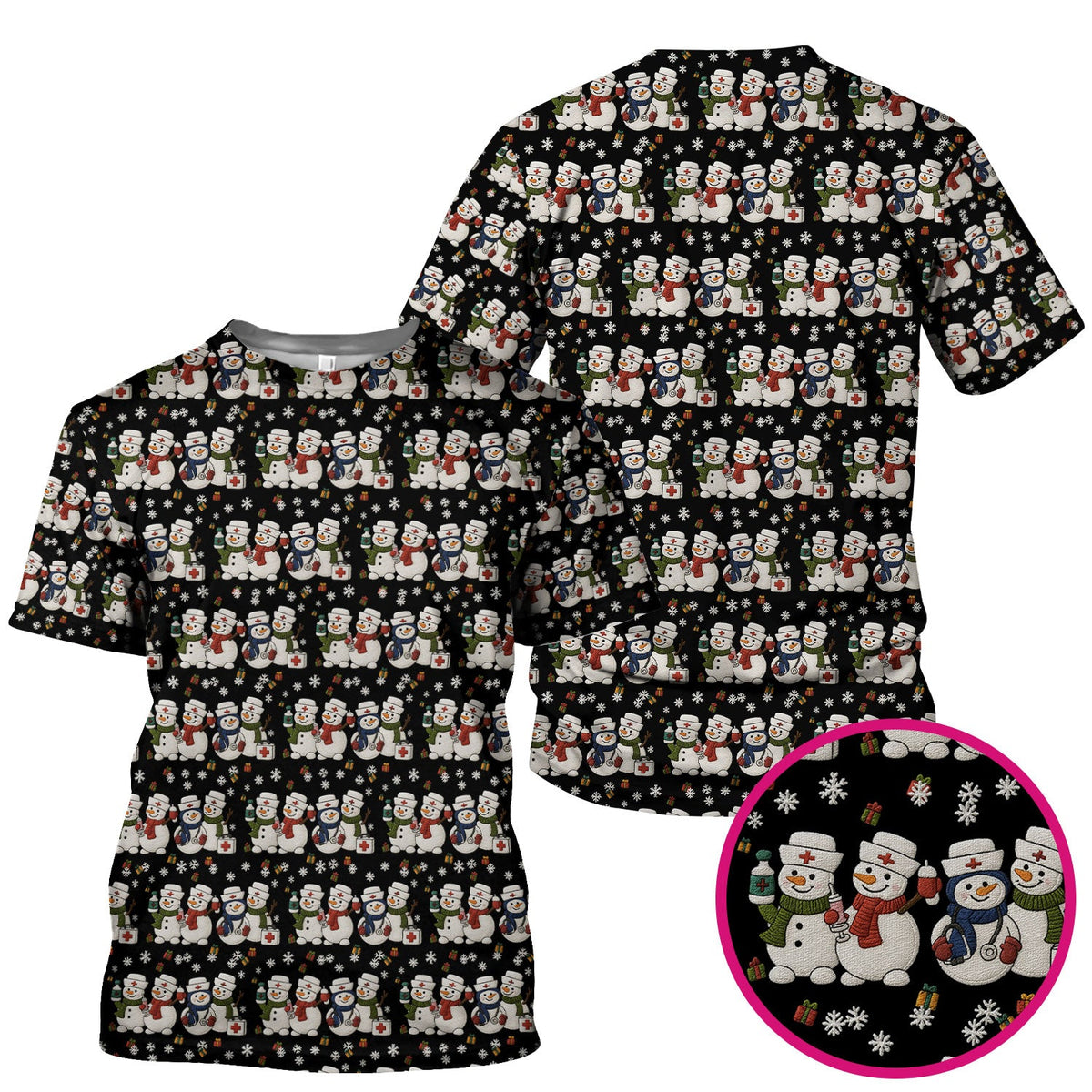 Snowman Nurse Scrub Top - Christmas Gift