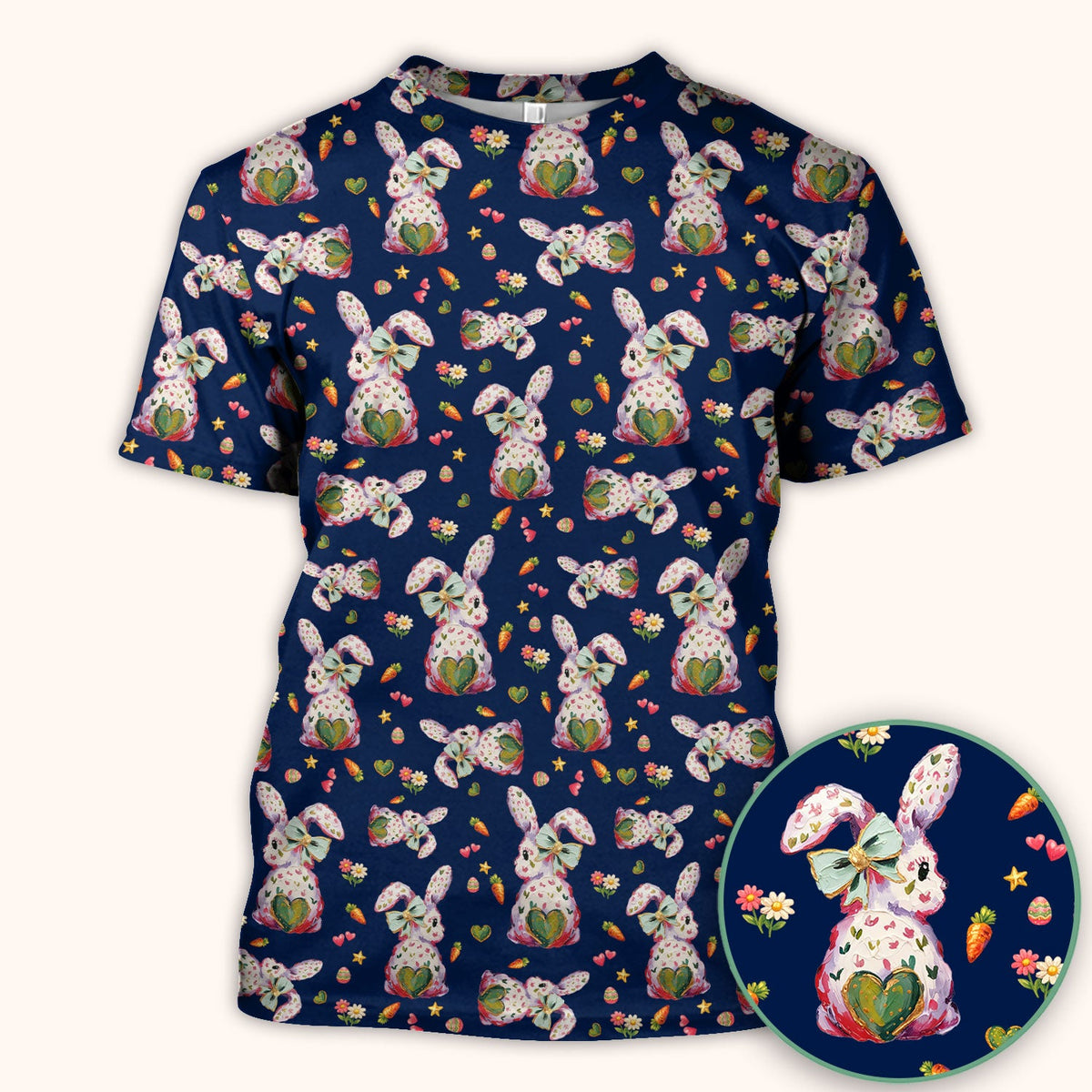 Pastel Bunny Easter Nurse Scrub Top
