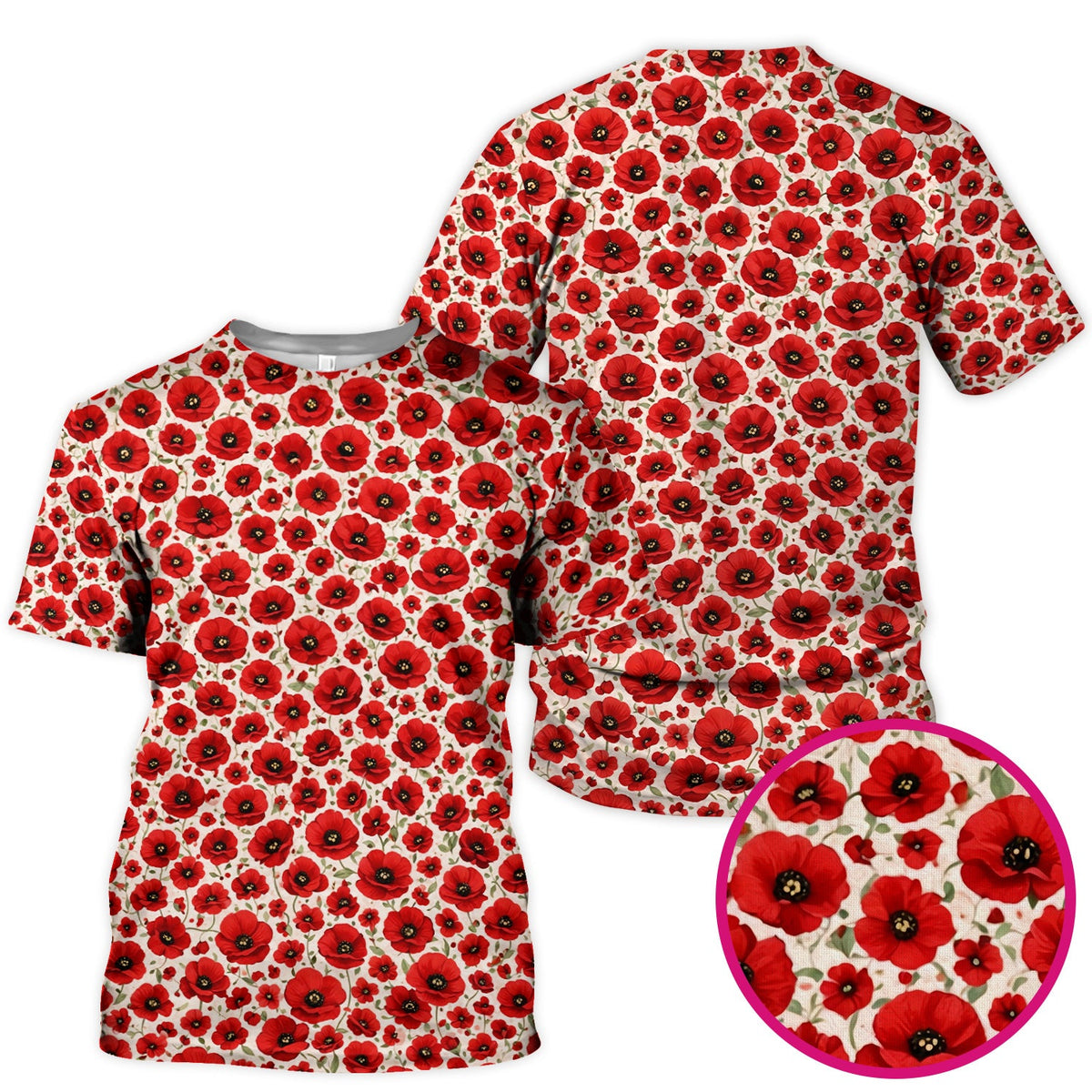 Red Poppy Flower Garden Nurse Scrub Top