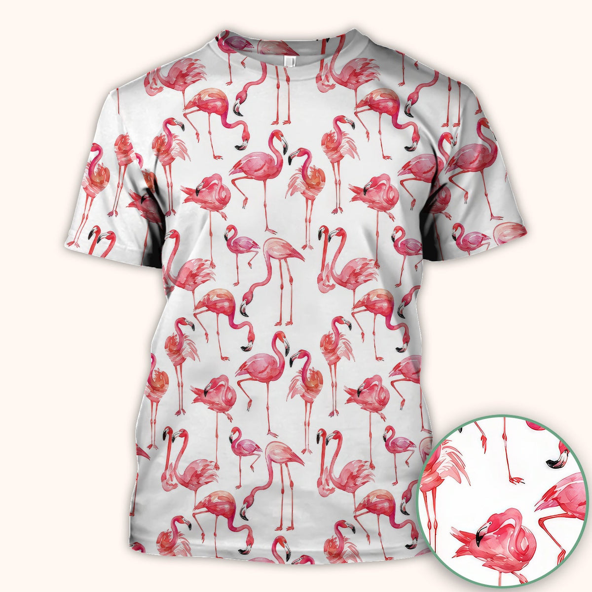 Pink Flamingo Tropical Bird Pattern Nurse Scrub Top, Comfortable Scrubs for Nurses