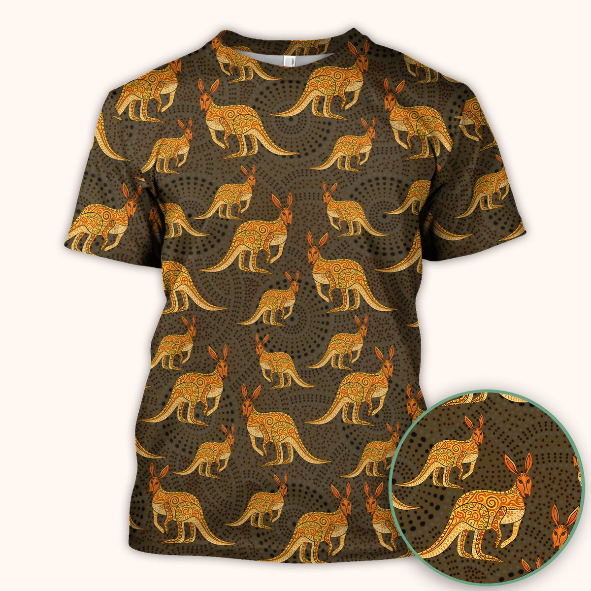 Australian Kangaroo Dot Art Nurse Scrub Top
