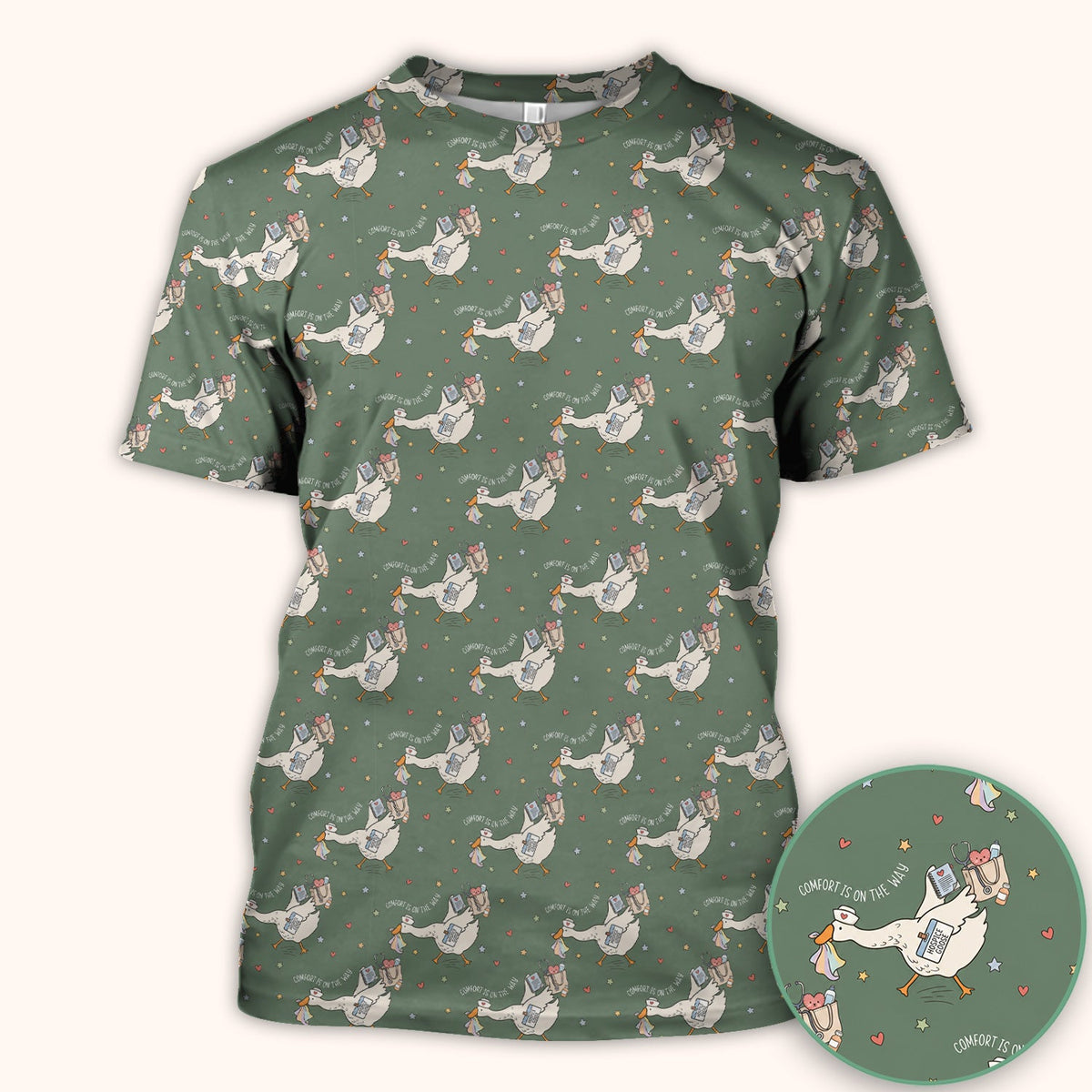 Comfort Is On The Way Goose Nurse Scrub Top