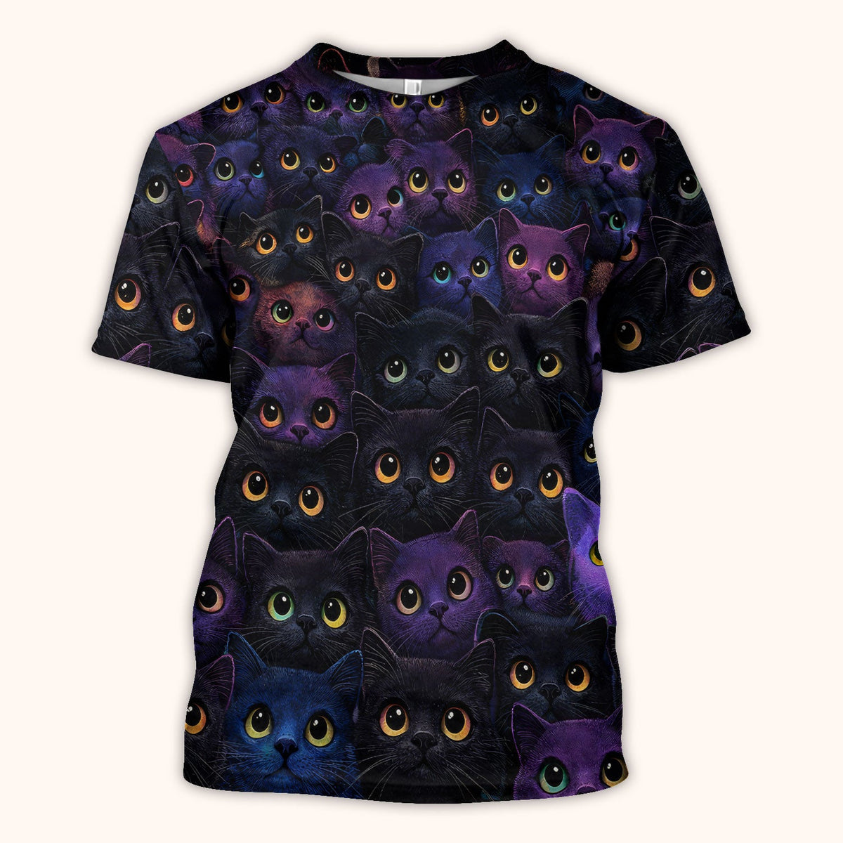 Cute Cat Eyes Pattern Scrub Top for Nurses, Breathable Fabrics Nursing Uniform