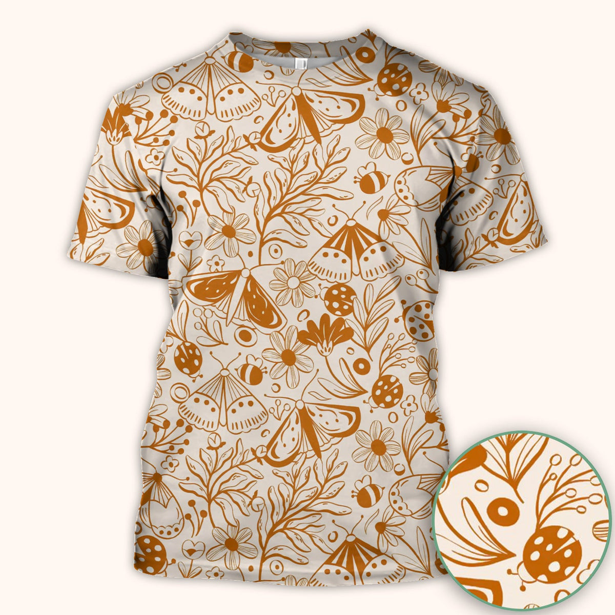 Butterfly Ladybug Floral Garden Nurse Scrub Top