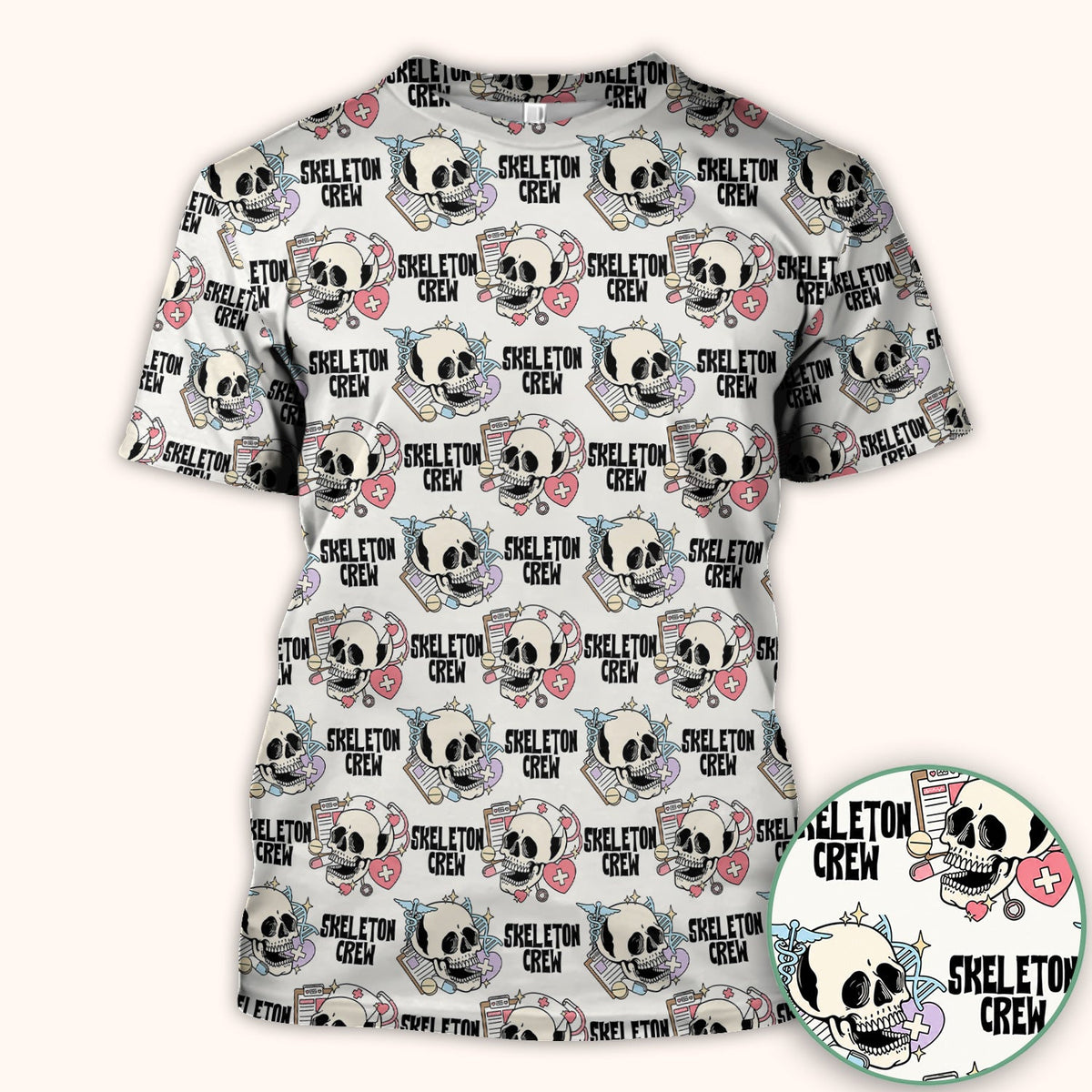 Skeleton Crew Nurse Scrub Top - Halloween Gift