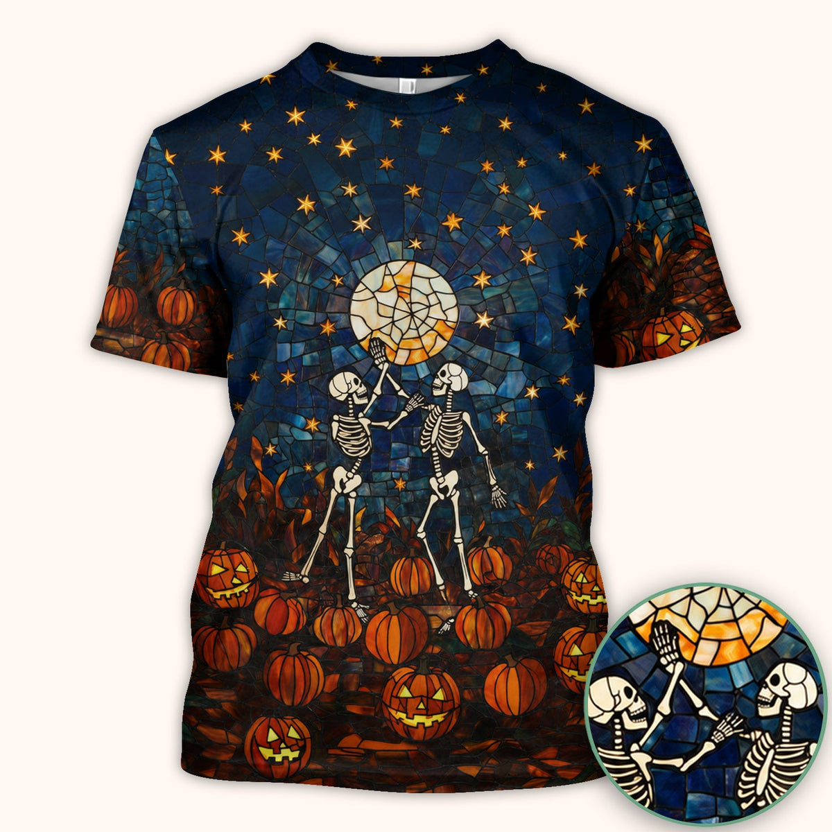 Skeleton Pumpkin Patch Nurse Scrub Top - Halloween Gift