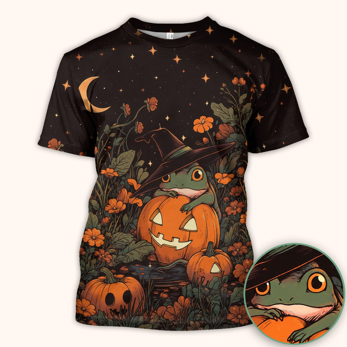 Pumpkin and Frog Nurse Scrub Top - Halloween Gift