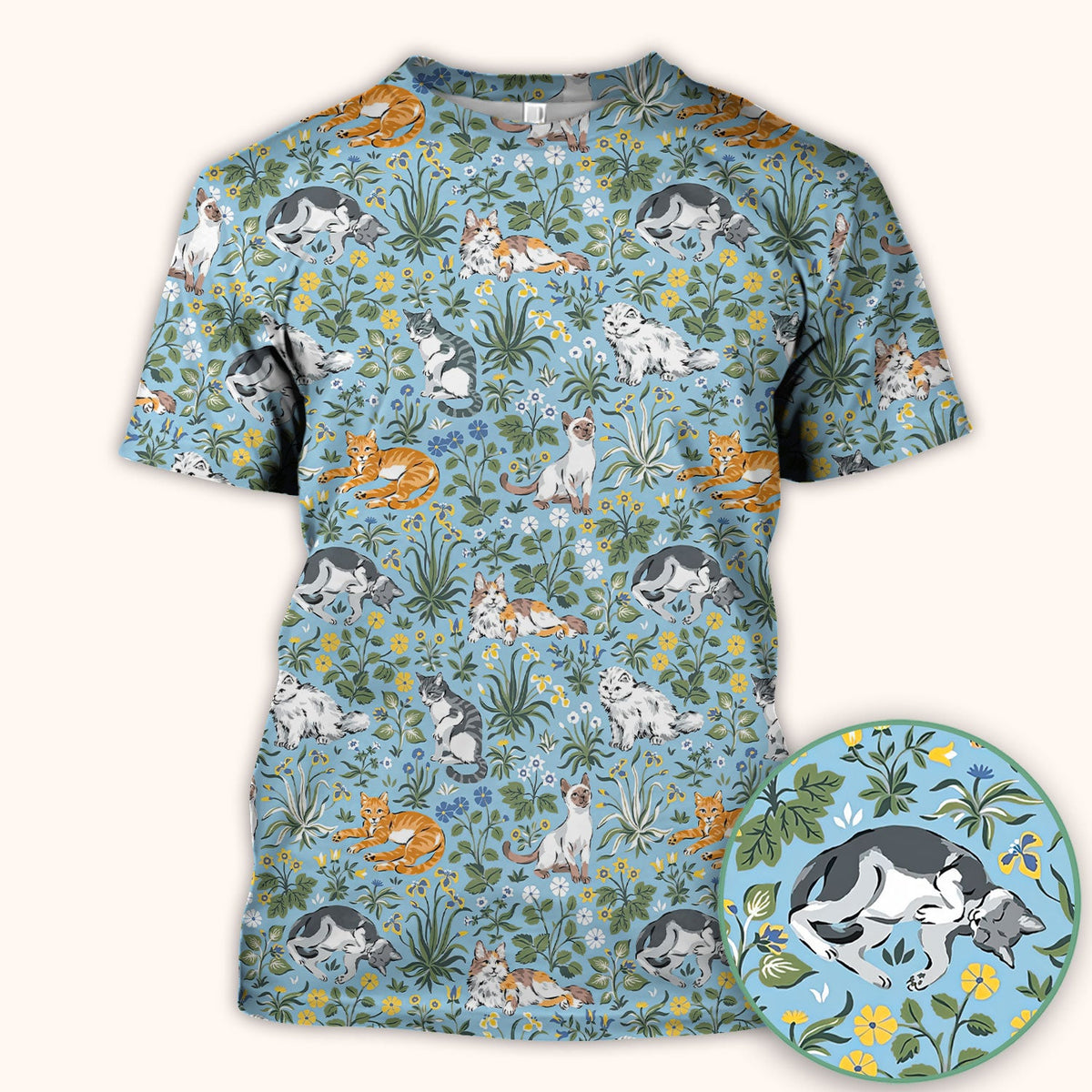 Floral Cat Garden Nurse Scrub Top