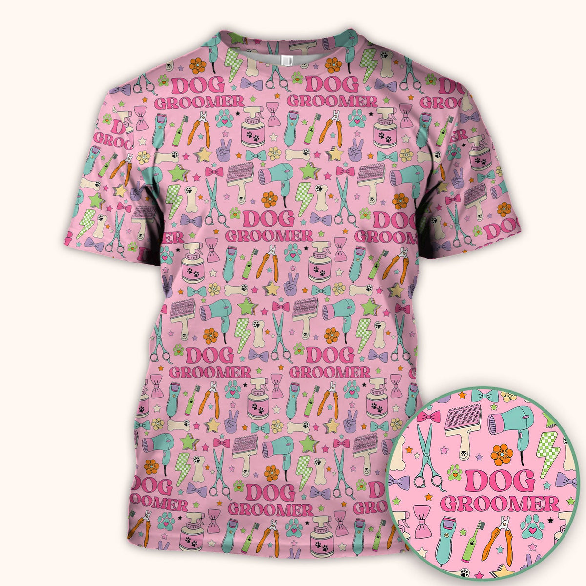 Dog Groomer Tools Nurse Scrub Top