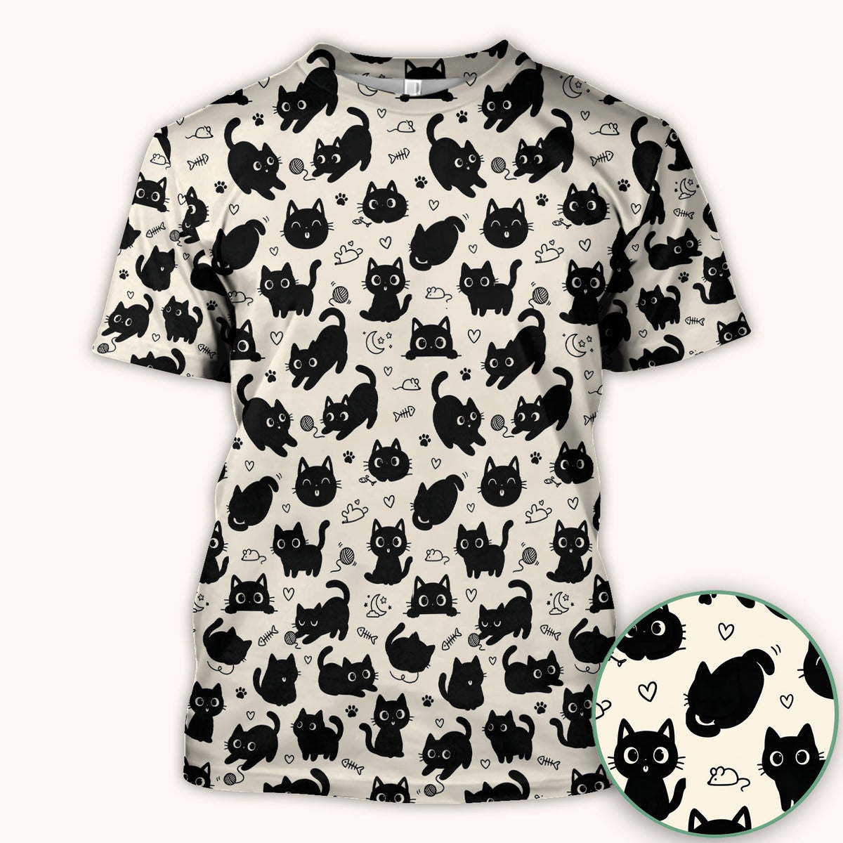 Playful Black Cat Nurse Scrub Top